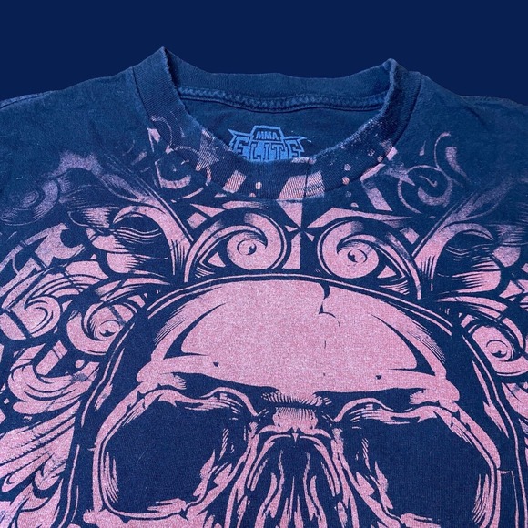 MMA Elite Shirt Mens Size Large Black Red Short Sleeve Skull Graphic Fighter Y2K - Picture 3 of 7